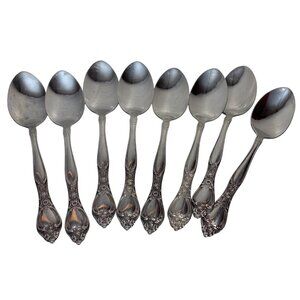 West Bend Oneida AFFECTION Soup Spoon Stainless Steel USA Floral 6.5" Set of 8